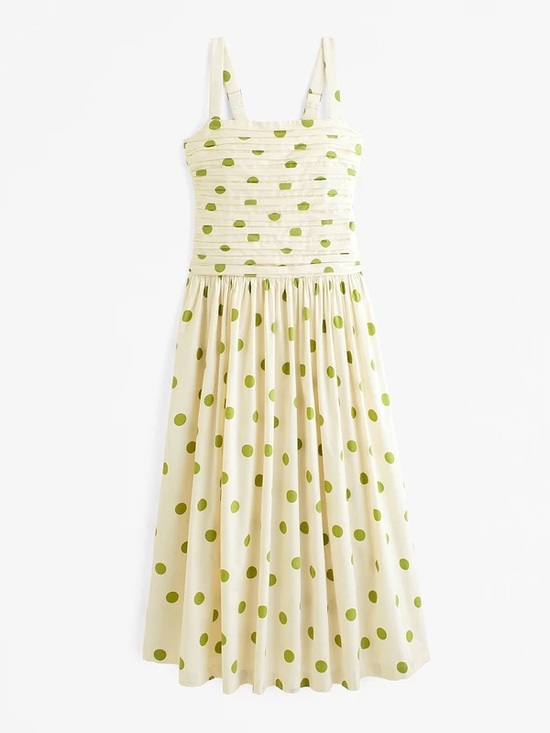 Abercrombie & Fitch Dresses & Skirts - Abercrombie & Fitch Cream Sundress with Green Polka Dots